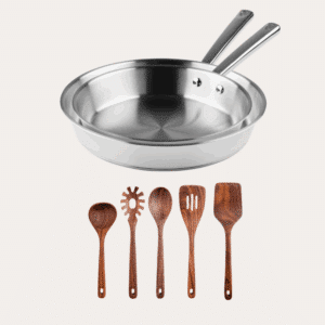 Qookware - Stegepandesæt 28 cm. + 24 cm. og gratis køkkenredskabssæt - Normal pris: 2.347 kr. - Nu: 1.498 kr.