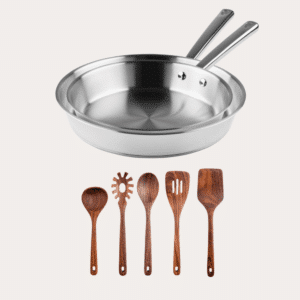 Qookware - Stegepandesæt 28 cm. + 24 cm. og gratis køkkenredskabssæt - Normal pris: 2.347 kr. - Nu: 1.498 kr.